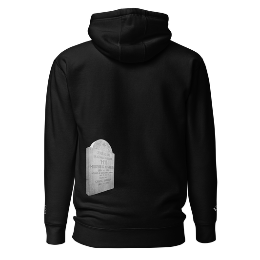 Sweatshirt depicting the two burial sites and gravestones of General Dro, also known as Drastamat Kanayan