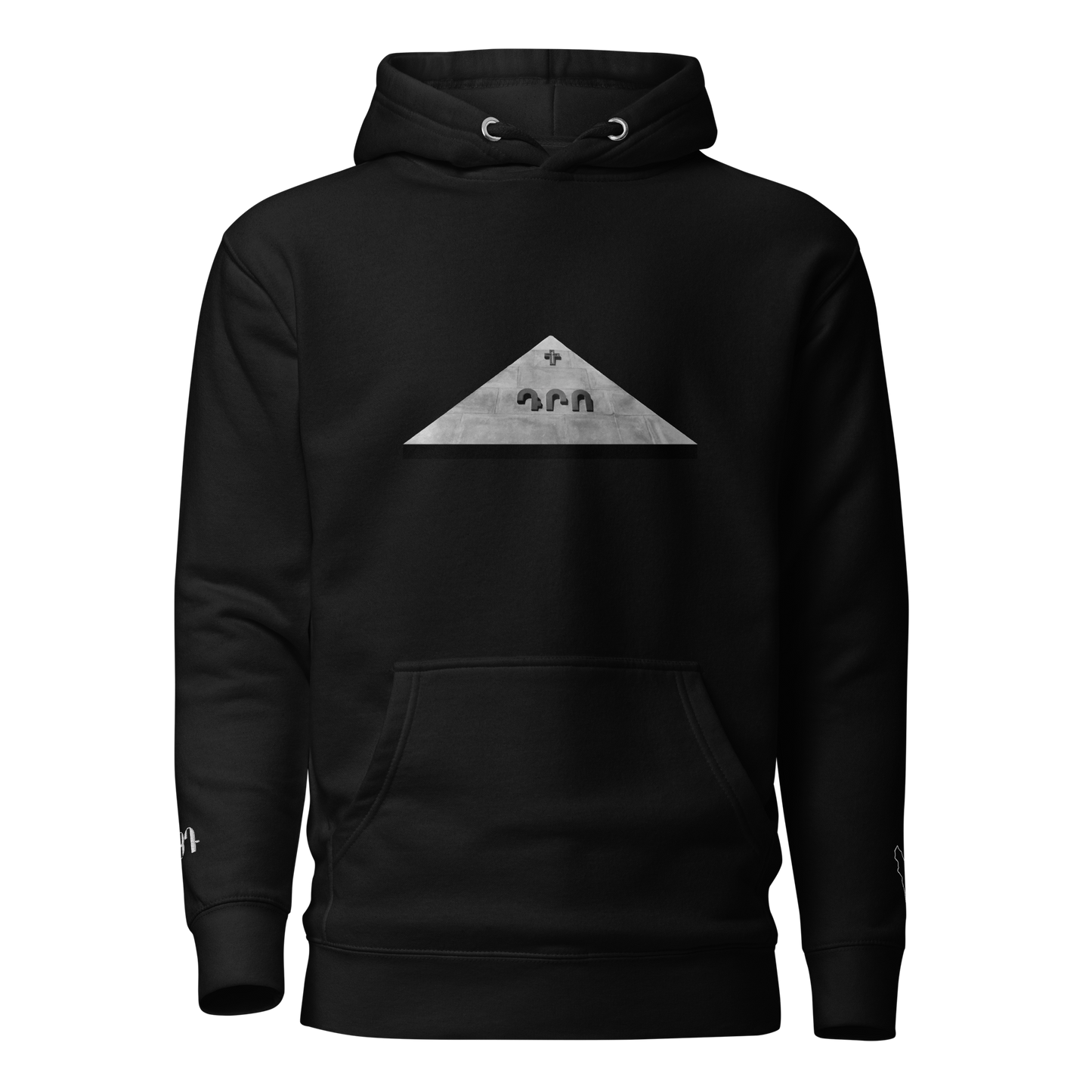 Sweatshirt depicting the two burial sites and gravestones of General Dro, also known as Drastamat Kanayan