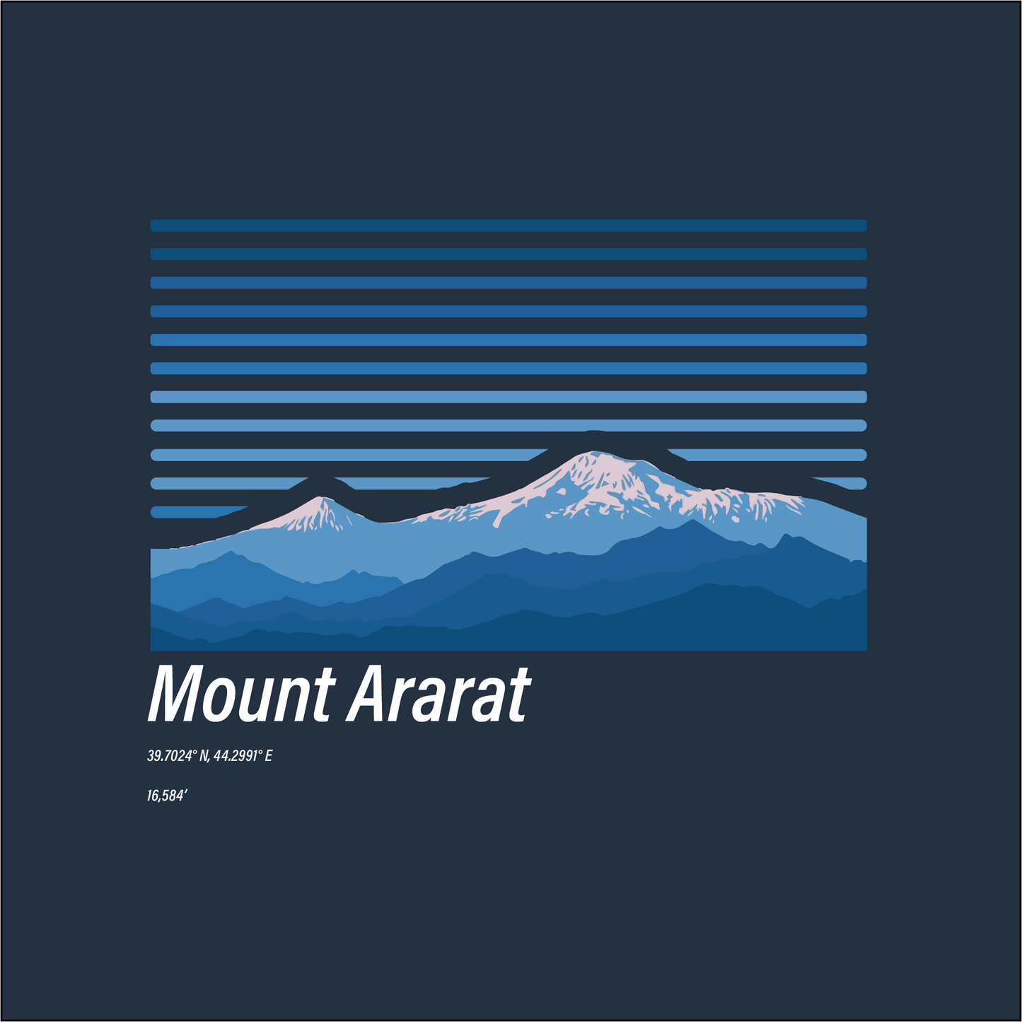 Camping style design shirt of Mount Ararat featuring its elevation