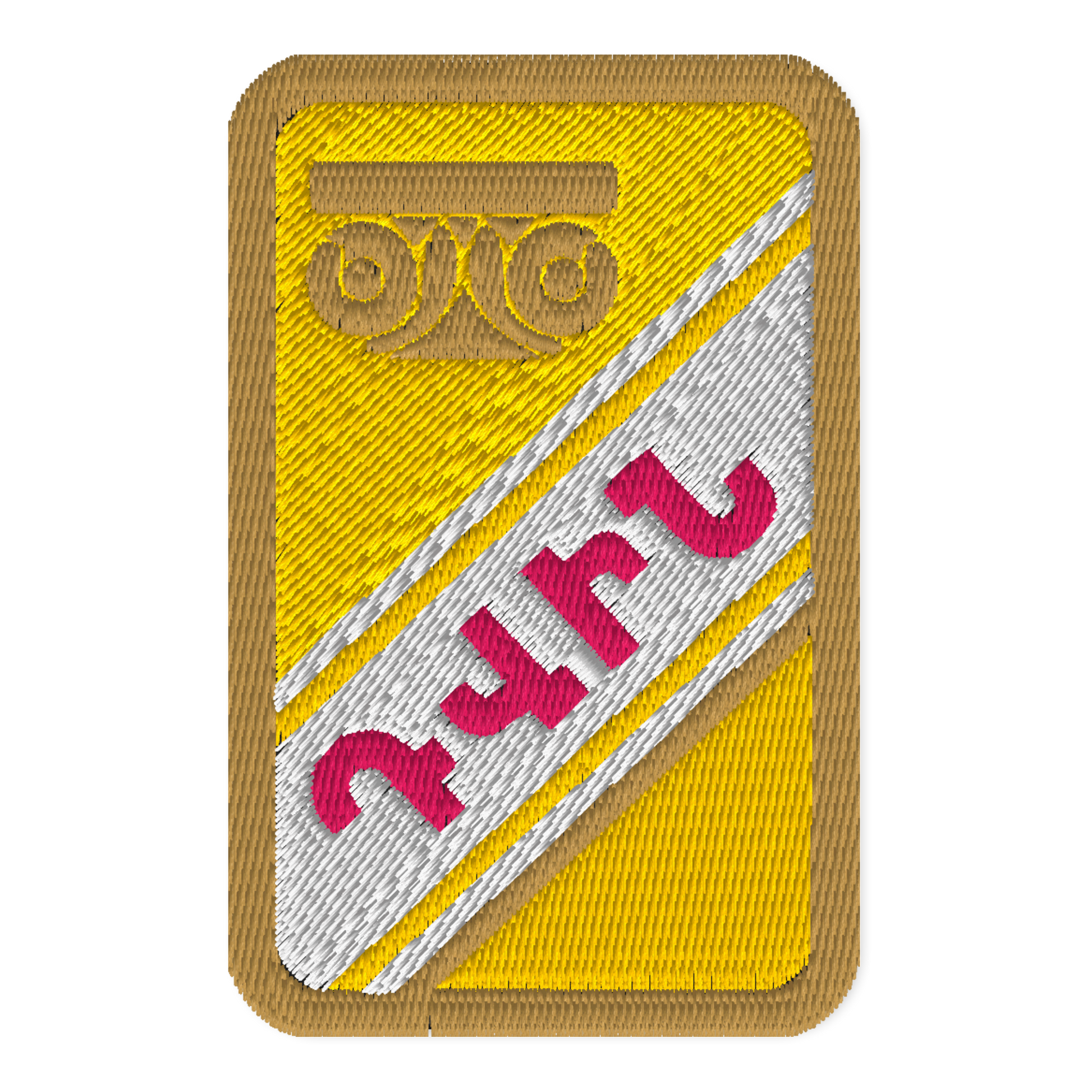 Embroidered patch depicting the logo of Dvin Cigarettes, a vintage cigarette brand from Armenia