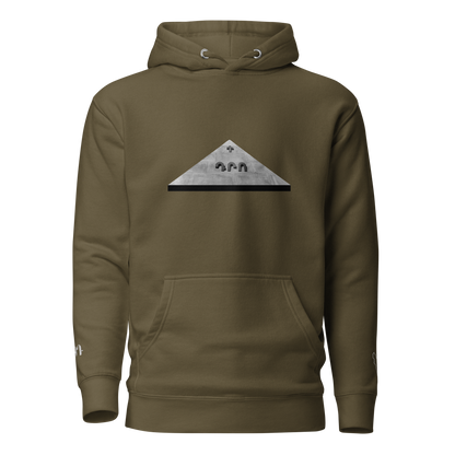 Green weatshirt depicting the two burial sites and gravestones of General Dro, also known as Drastamat Kanayan