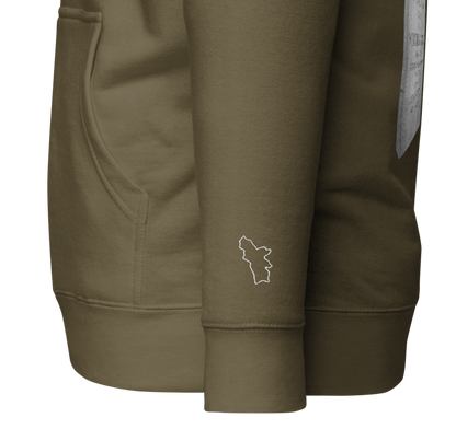 Sweatshirt depicting the two burial sites and gravestones of General Dro, also known as Drastamat Kanayan
