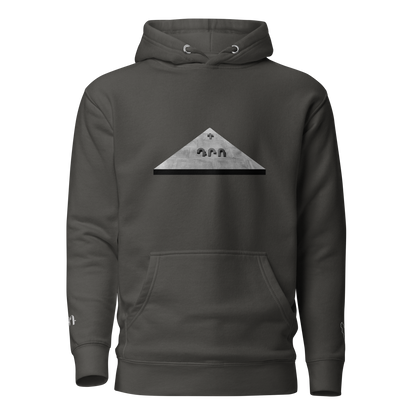 Black sweatshirt depicting the two burial sites and gravestones of General Dro, also known as Drastamat Kanayan