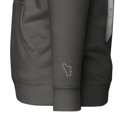 Sweatshirt depicting the two burial sites and gravestones of General Dro, also known as Drastamat Kanayan