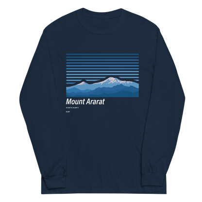 Camping style design blue shirt of Mount Ararat featuring its elevation
