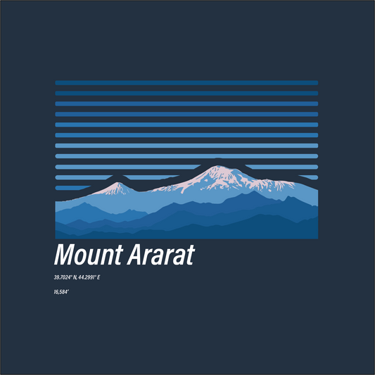 Camping style design shirt of Mount Ararat featuring its elevation