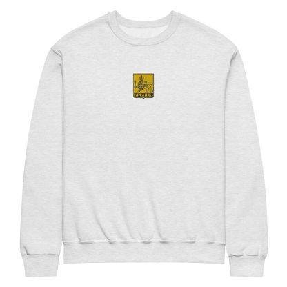 Ash-colored crewneck sweatshirt featuring an embroidered emblem of Yerevan 